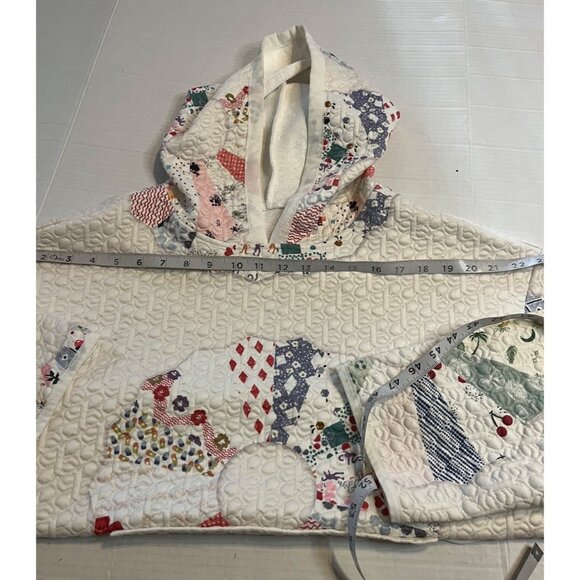 Sun printed padded Quilted Patchwork Hooded sweatshirt XL Cotton boho hoddie. - Picture 8 of 11